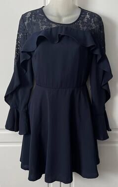 Lulu's Women's Secret Kiss Dress Navy Blue Lace Back Size Small NWT
